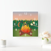 Sommer-Lager-Eibisch Smores Quadratische Wanduhr (Zuhause)