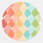 Sommer lebhafte Farben Muster Diamanten Kinder Runder Aufkleber (Vorderseite)