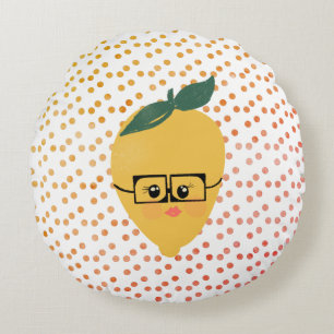 Sommer-Lemon Cartoon Handgezeichnete Doodle Rundes Kissen