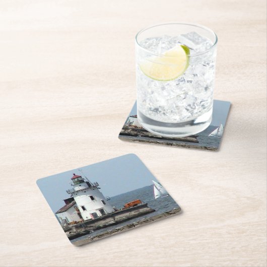 Sommer-Leuchtturm-Papier-Untersetzer Rechteckiger Pappuntersetzer (Vor Ort)