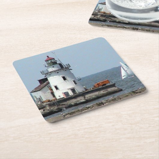 Sommer-Leuchtturm-Papier-Untersetzer Rechteckiger Pappuntersetzer (angewinkelt)