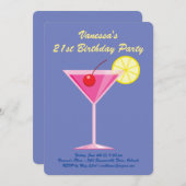 Sommer Lila 21. Geburtstag Party Einladung (Vorne/Hinten)