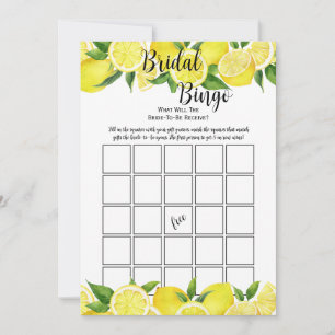 Sommer-Limonen-Zitrus-Hochzeitsdusche-Bingo-Party- Einladung