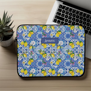 Sommer-Majolika-blauer sizilianischer Zitrus-Mitte Laptopschutzhülle