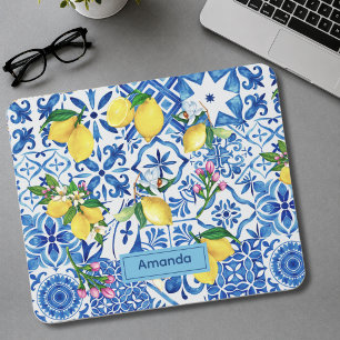 Sommer-Majolika-blauer sizilianischer Zitrus-Mitte Mousepad