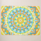 Sommer-Mandala Hellgelb Orange Cozy Boho Sherpadecke (Vorderseite (Horizontal))