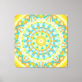 Sommer-Mandala-Kunst Gelb Orange Boho Hell Leinwanddruck