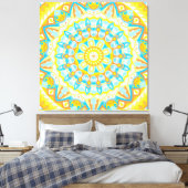 Sommer-Mandala-Kunst Gelb Orange Boho Hell Leinwanddruck (Insitu (Schlafzimmer))