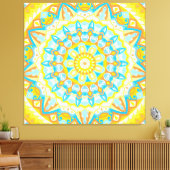 Sommer-Mandala-Kunst Gelb Orange Boho Hell Leinwanddruck (Insitu (Wohnzimmer))