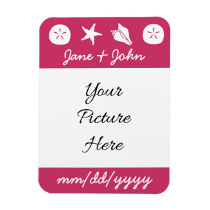 Sommer-Meeresmuscheln in Himbeere Save-the-Date Ma Magnet