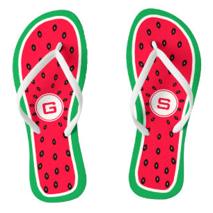 Sommer-mit Monogramm Wassermelone-Scheibe-lustiges Badesandalen