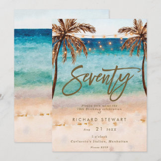 Sommer mit tropischem Strand 70. Geburtstagsparty Einladung