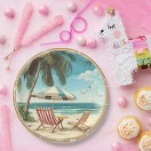 Sommer mit tropischen Sonnenschirmen und Stühlen Pappteller (Party)