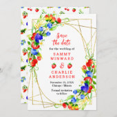 Sommer Mixed Berries mit Foliage Wedding Save The Date (Vorne/Hinten)