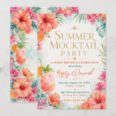 Sommer-Mocktail-Party Geburtstagsfeier Einladung (Vorne/Hinten)
