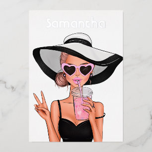 Sommer-Mode Fashion Strand Glam Dame Folien-Einlad Folieneinladung