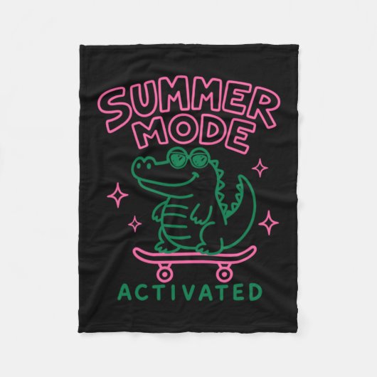 Sommer-Modus aktiviert süßes Alligator-Design Fleecedecke (Vorderseite)