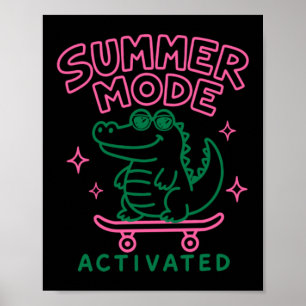 Sommer-Modus aktiviert süßes Alligator-Design Poster