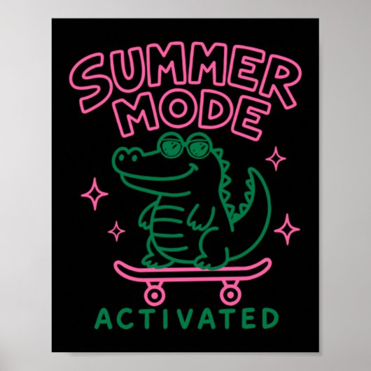Sommer-Modus aktiviert süßes Alligator-Design Poster (Vorne)