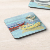 Sommer-Morgen-Boote an den Erholungs-Untersetzer Untersetzer (Linke Seite)