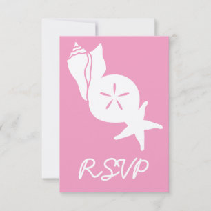 Sommer-Muscheln in Petal-Pink-Antwortkarte RSVP Karte