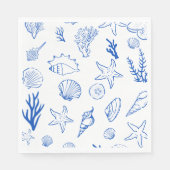 Sommer-Muscheln Rahmen Strandhochzeit Blau Serviette (Vorderseite)