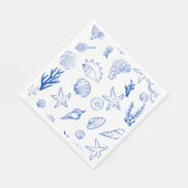 Sommer-Muscheln Rahmen Strandhochzeit Blau Serviette (Ecke)