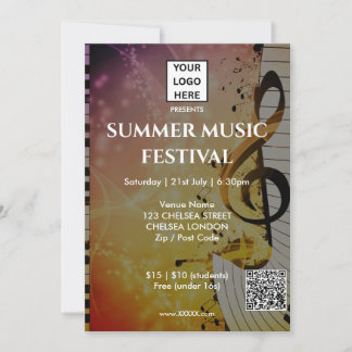 Sommer-Musikfestival QR-Code und Logo Einladung