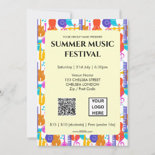 Sommer-Musikfestival QR-Code und Logo Einladung