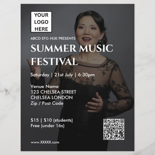 Sommer-Musikfestival QR-Code und Logo Flyer (Vorne)