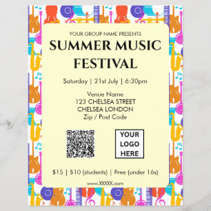 Sommer-Musikfestival QR-Code und Logo Flyer