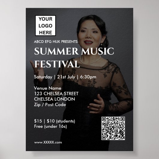 Sommer-Musikfestival QR-Code und Logo Poster (Vorne)