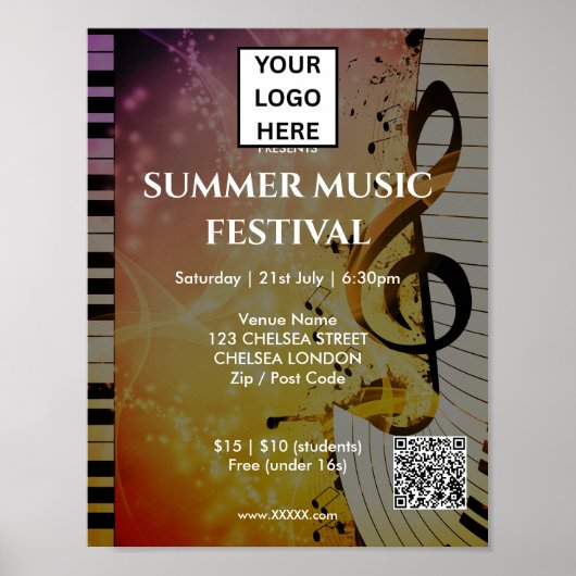Sommer-Musikfestival QR-Code und Logo Poster (Vorne)
