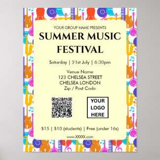 Sommer-Musikfestival QR-Code und Logo Poster