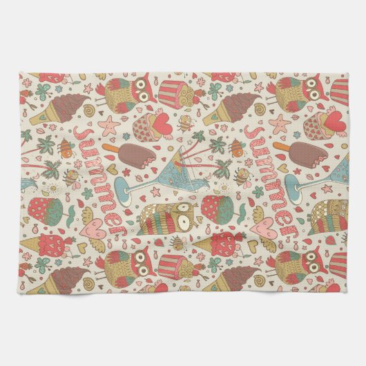 Sommer-Muster mit Eiscreme Küchentuch (Horizontal)