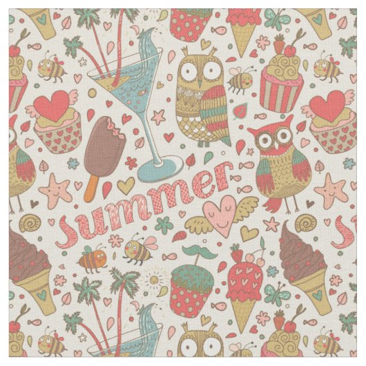 Sommer-Muster mit Eiscreme Stoff (Nahaufnahme)