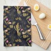 Sommer-Nachtkaktus-Muster des Monogramm-| dunkles Geschirrtuch (Viertel Falte)
