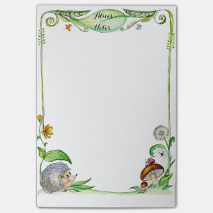 Sommer-Natur-Igels- und -pilztintenzeichnen Post-it Klebezettel