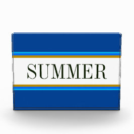 SOMMER Nautical Blue White Brown Racing Streifen Fotoblock