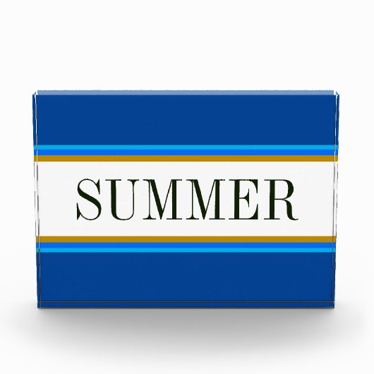 SOMMER Nautical Blue White Brown Racing Streifen Fotoblock (Vorderseite)