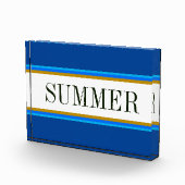 SOMMER Nautical Blue White Brown Racing Streifen Fotoblock (Rechts)