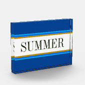 SOMMER Nautical Blue White Brown Racing Streifen Fotoblock (Links)