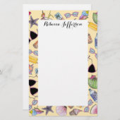 Sommer-niedliche Girly Strand-Collage auf Gelb Briefpapier (Vorne/Hinten)