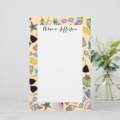 Sommer-niedliche Girly Strand-Collage auf Gelb Briefpapier (Stehend Vorderseite)