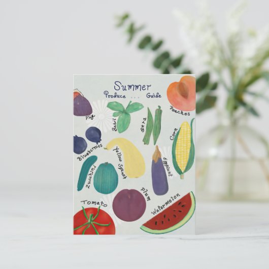 Sommer-Obst- und Gemüseführer Postkarte (Stehend Vorderseite)