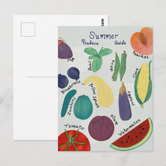 Sommer-Obst- und Gemüseführer Postkarte (Vorne/Hinten)