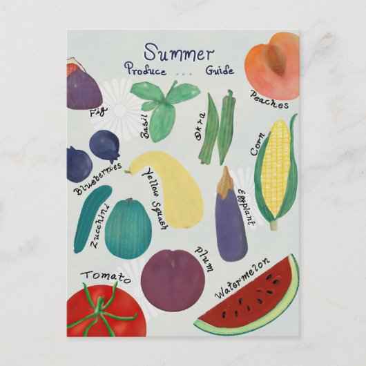 Sommer-Obst- und Gemüseführer Postkarte (Vorderseite)