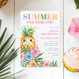 Sommer Onederland Geburtstagsfeier für Frucht Mädc Einladung