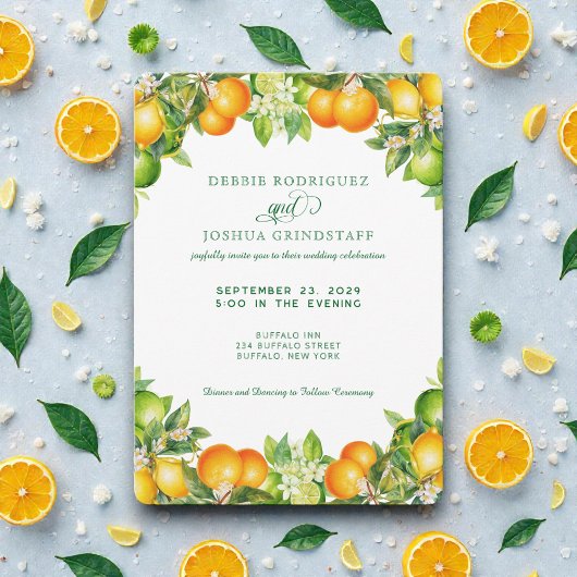 Sommer Orange Zitrusfrucht Hochzeitseinladung Einladung