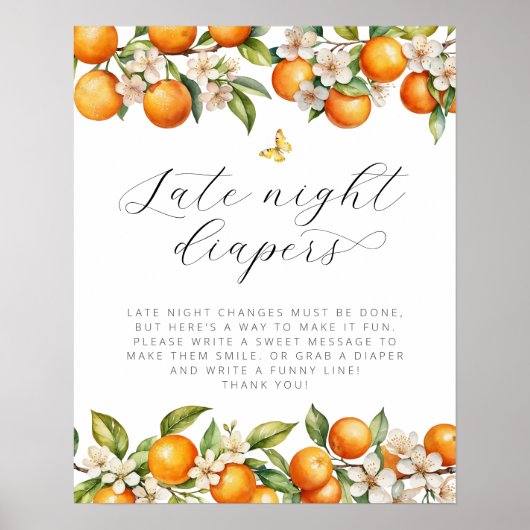 Sommer Orangen Schmetterling Späte Nacht Windeln Poster (Vorne)
